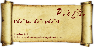 Péts Árpád névjegykártya