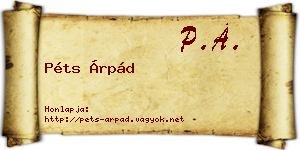 Péts Árpád névjegykártya