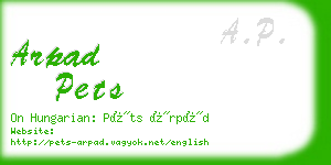 arpad pets business card